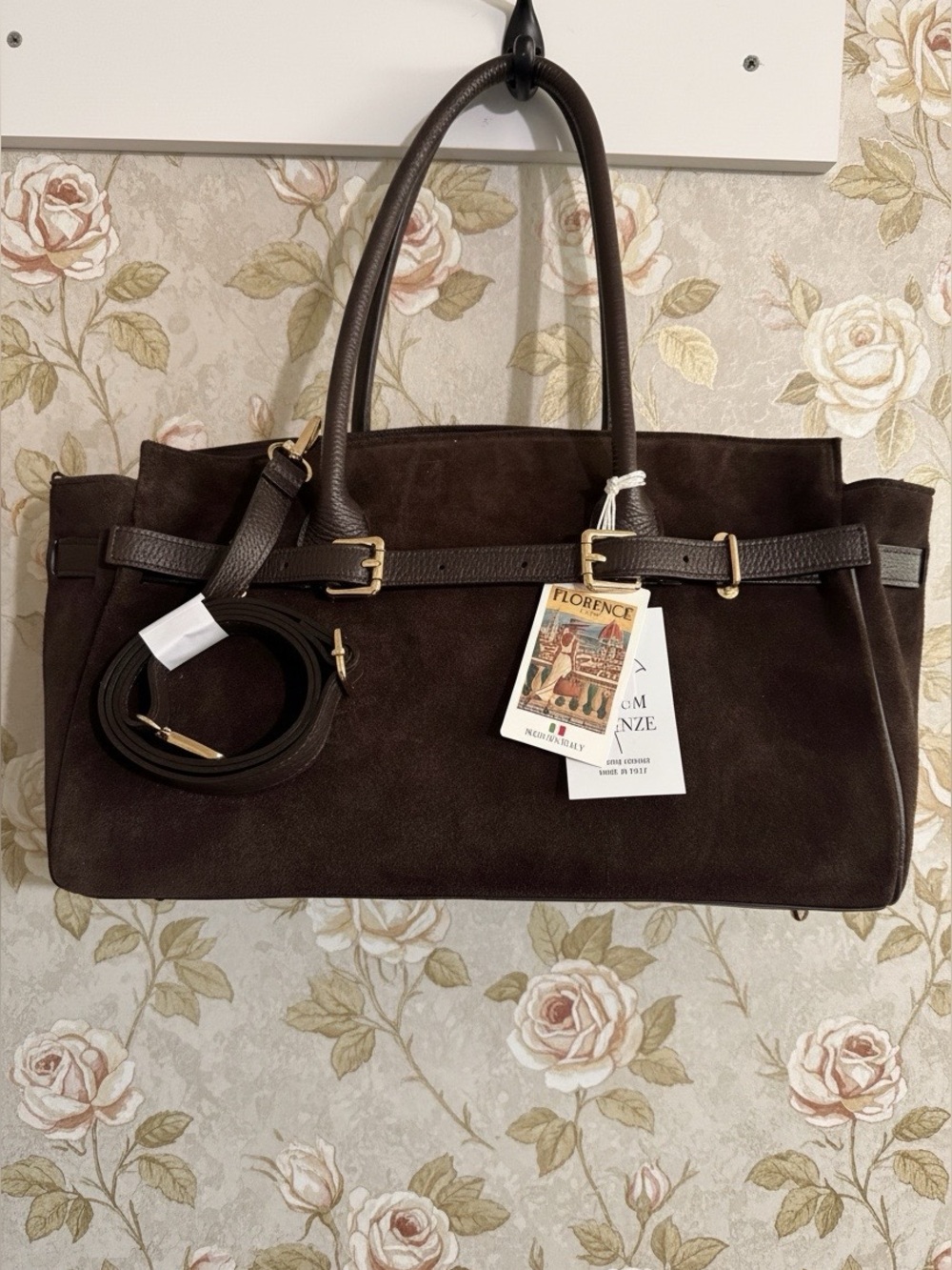Lilium Firenze genuine suede Leather dark chocolate Brown hand made in Italy 🇮🇹
